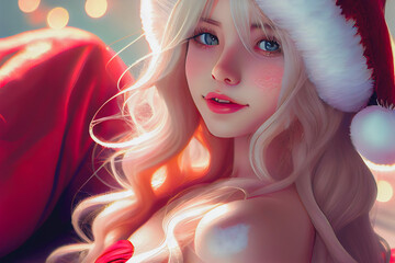 Digital paint a santa girl