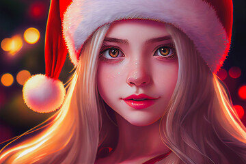 Digital paint a santa girl