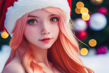Digital paint a santa girl