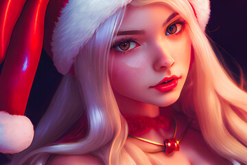 Digital paint a santa girl