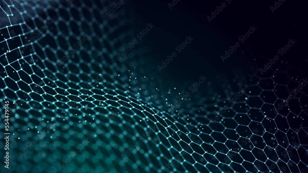 Poster abstract polygonal space. low poly 3d wire. artificial intelligence. 3d rendering.