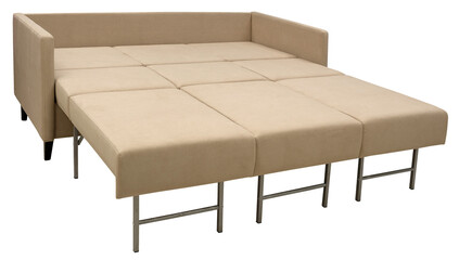 Sofa isolated on white background. Including clipping path. The sofa is laid out for sleep