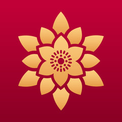 Lotus flower decorative element. Chinese traditional floral decorative element. Flower pattern.