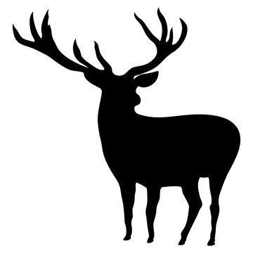 Graphic black deer silhouette transparent