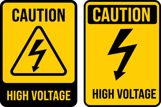 High voltage caution print ready sign vector design