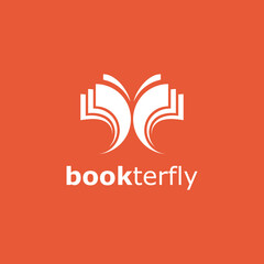 book and butterfly for children education logo design
