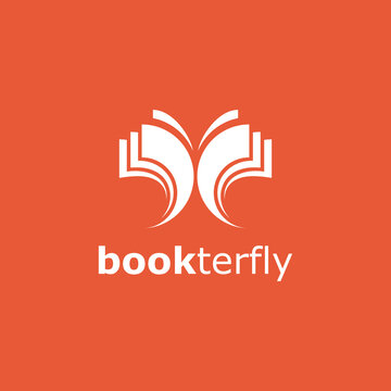 book and butterfly for children education logo design