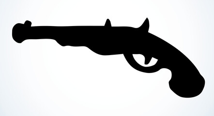 Antique pistol. Vector drawing icon