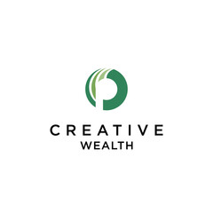 simple letter P logo design for wealth investment vector