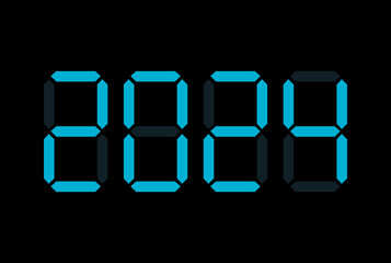 Digital New Year numbers isolated on black background