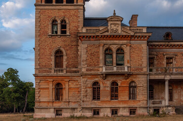 Old abandoned mansion haunted like a horror movie castle palace villa in Hungary