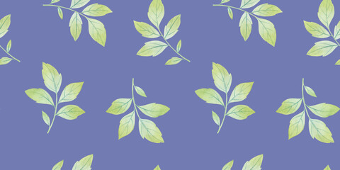 Watercolor leaves in a seamless pattern. Abstract botanical background for design.