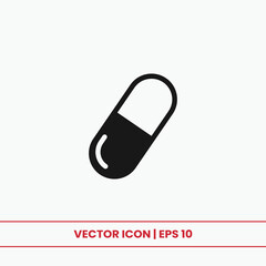 Capsule icon vector. Pill sign