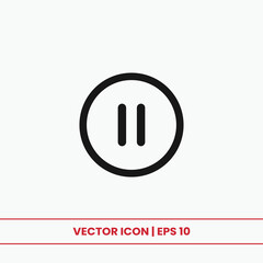 Pause icon vector. Player button sign