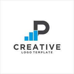 Investment logo with capital letter P, finance logo, financial investment logo, business logo