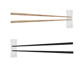 Watercolor wooden chopsticks for asian food .