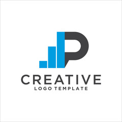 Investment logo with capital letter P, finance logo, financial investment logo, business logo