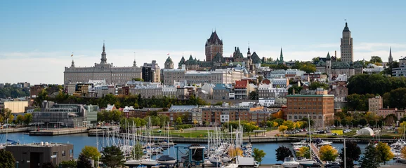 Foto op Plexiglas Quebec Old Town harbor skyline © Susan