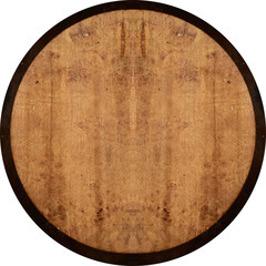 circular framed brown wood board