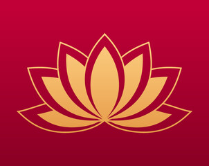 Lotus flower decorative element. Chinese traditional floral decorative element. Flower pattern. Isolated vector illustration