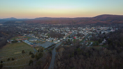 Sunset in the rural countryside town of Romney, West Virginia