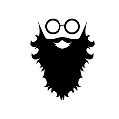 Vector black silhouette of Santa Claus with shadow isolated on white background. Santa Claus icon, print, badge and label design template. Funky christmas old man character with beard and mustache