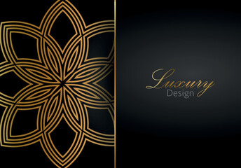 Vector abstract geometric golden background. Art deco wedding, party pattern, geometric ornament, linear style with leaves. Horizontal orientation luxury decoration element