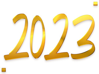 2023 Numbers in Transparent PNG Elegant Gold Bold Typography Minimalistic Golden Text