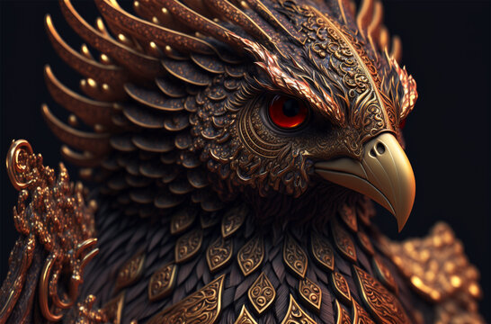 The head of a beautiful phoenix