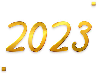 2023 Numbers in Transparent PNG Elegant Gold Typography Minimalistic Golden Text