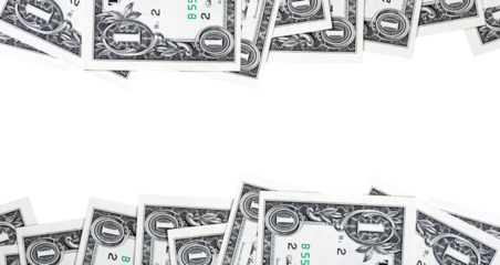 Composition from one dollar bills for your text. Perfect content with money to create business concepts, economic and financial news.
