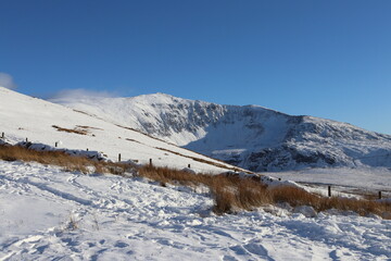 Fototapeta na wymiar Snowdonia snowdon winter wales glyderau