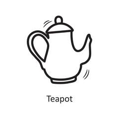 Teapot vector outline Icon Design illustration. Food and Drinks Symbol on White background EPS 10 File