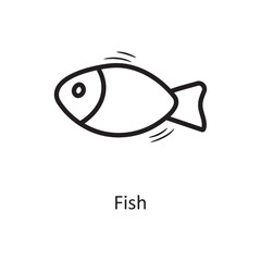 Fish vector outline Icon Design illustration. Food and Drinks Symbol on White background EPS 10 File