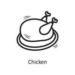 Chicken vector outline Icon Design illustration. Food and Drinks Symbol on White background EPS 10 File