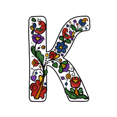 Capital Russian letter К painted on a white background