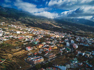 Mountain village seen from drone