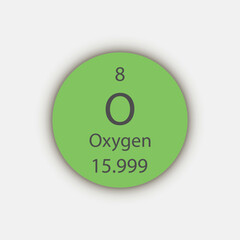 Oxygen symbol. Chemical element of the periodic table. Vector illustration.