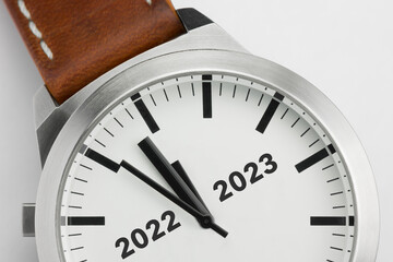 Modern watch with the text two thousand twenty-two and two thousand twenty-three.