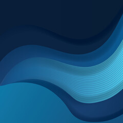 Modern blue abstract background, wavy lines overlapping pattern on blue background