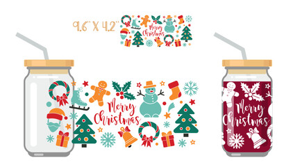 Printable Full wrap for libby class can. A pattern with Christmas symbols