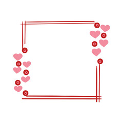 Vector frame with hearts, flowers, swirls in vintage art deco style. Elegant ornament for decoration, wedding invitation design, Valentine's day love romantic card