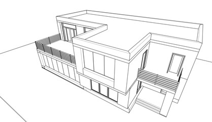 Vector drawing of a house 3d sketch