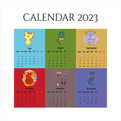 calendar with cats from 7th to 12th month 2023