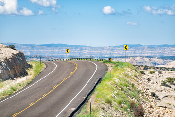 High angle view of cliff butte mesa canyon formations on highway 12 scenic road byway in Grand...