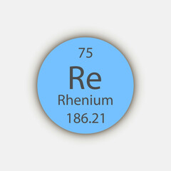 Rhenium symbol. Chemical element of the periodic table. Vector illustration.