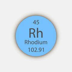 Rhodium symbol. Chemical element of the periodic table. Vector illustration.