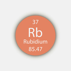 Rubidium symbol. Chemical element of the periodic table. Vector illustration.