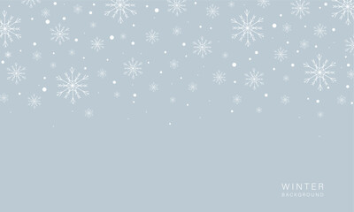 Stylish winter background with snowflakes for cards, presentations and decor
