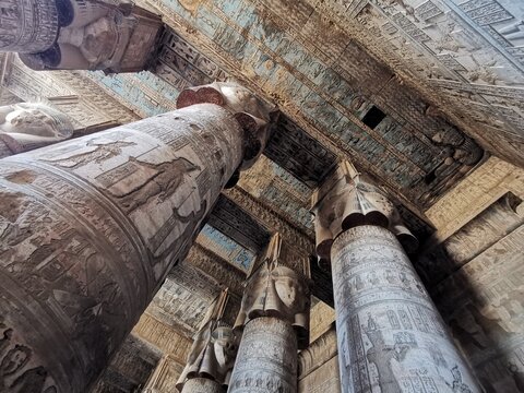 Dendera Temple to Hathor in Qena, Egypt. hdr, Egyptian temple, Africa, Egyptian Art, Temple Column, Photos taken in 2022.